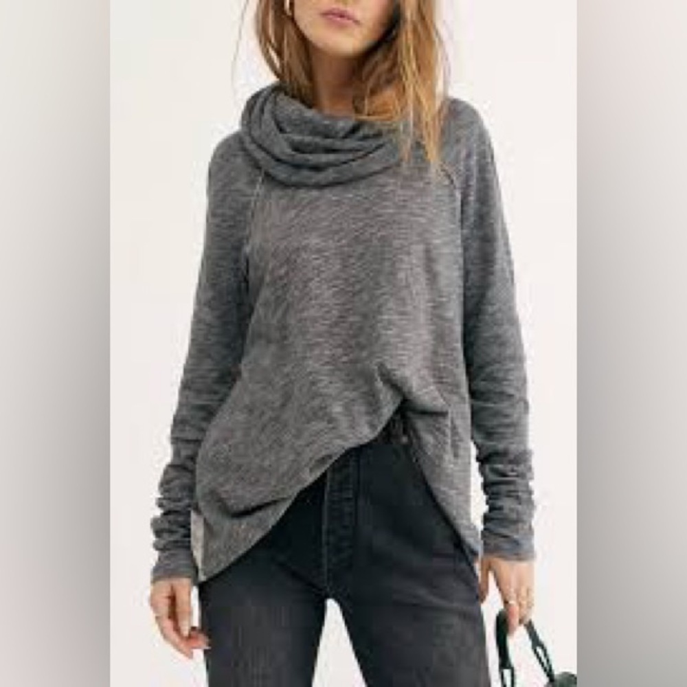 FP Beach by Free People Oversized Charcoal Cocoon Cowl Neck Pullover – Sz M